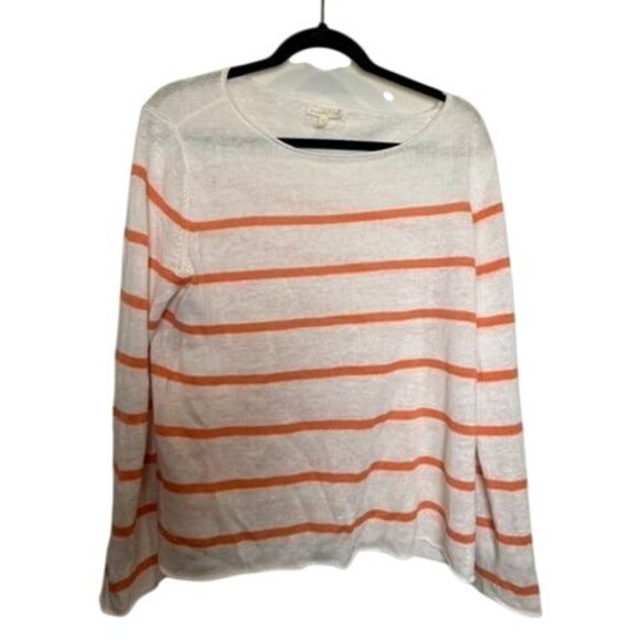 Eileen Fisher 100% Linen Striped Sweater – Size L Coastal Minimalist Resort Wear - Picture 1 of 4